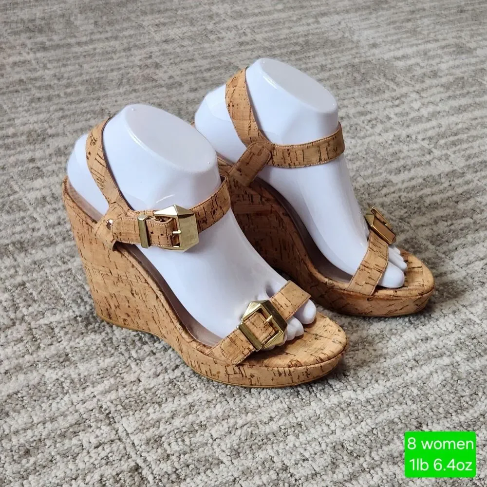 Stuart Weitzman Twofer platform wedge sandals cork size 8 - Picture 1 of 12